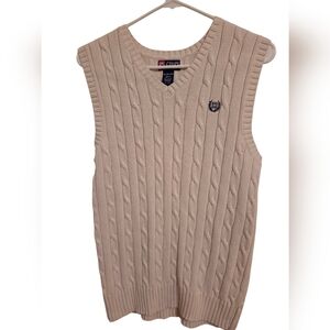 5/15$ Chaps sweater vest cream color Preppy Academia Grandpa size XL cotton